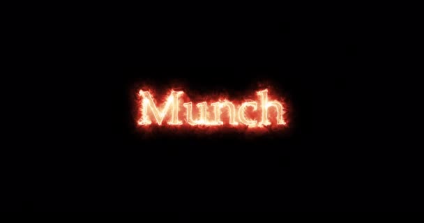 Munch Geschreven Met Vuur Lijn — Stockvideo
