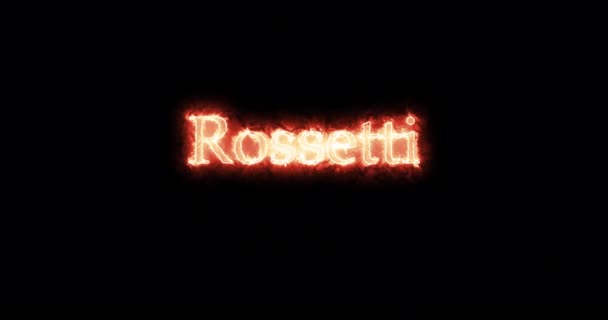 Rossetti Escrito Com Fogo Loop — Vídeo de Stock