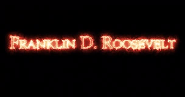 Franklin Roosevelt Scritto Con Fuoco Ciclo — Video Stock