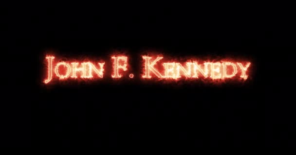 John Kennedy Schreef Met Vuur Lijn — Stockvideo