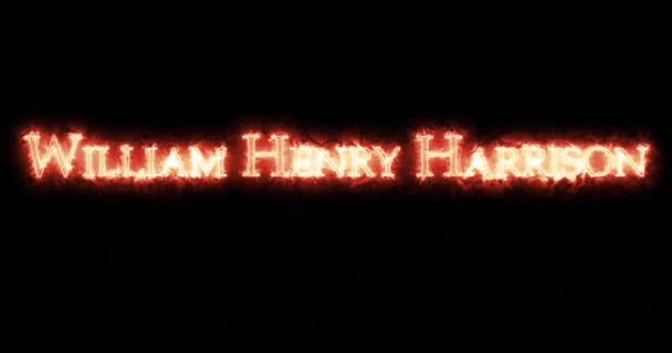 William Henry Harrison Escrito Com Fogo Loop — Vídeo de Stock