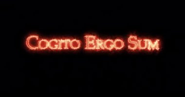 Ateşle yazılmış Cogito Ergo Sum. Döngü