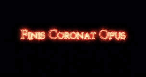 Finis Coronat Opus Written Fire Loop — Stock Video