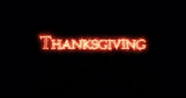 Thanksgiving Geschreven Met Vuur Lijn — Stockvideo