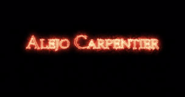 Alejo Carpentier Escrito Com Fogo Loop — Vídeo de Stock