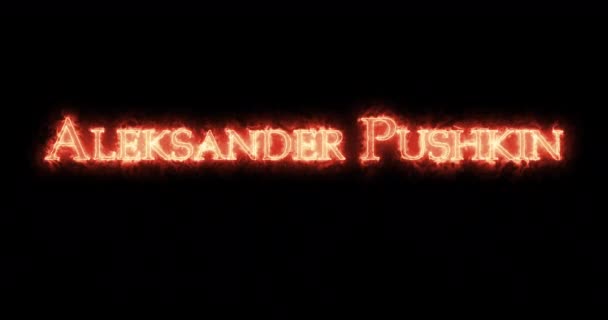 Aleksandr Pushkin Escrito Con Fuego Bucle — Vídeo de stock