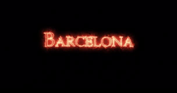 Barcellona Scritta Con Fuoco Ciclo — Video Stock