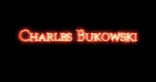 Charles Bukowski Scritto Con Fuoco Ciclo — Video Stock
