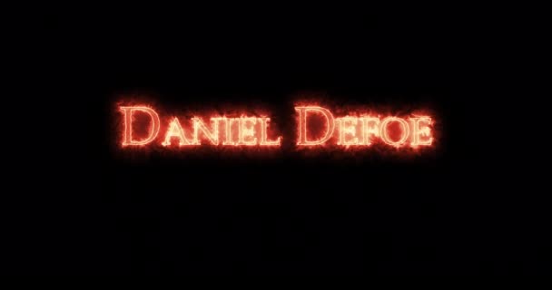 Daniel Defoe Mit Feuer Geschrieben Schleife — Stockvideo