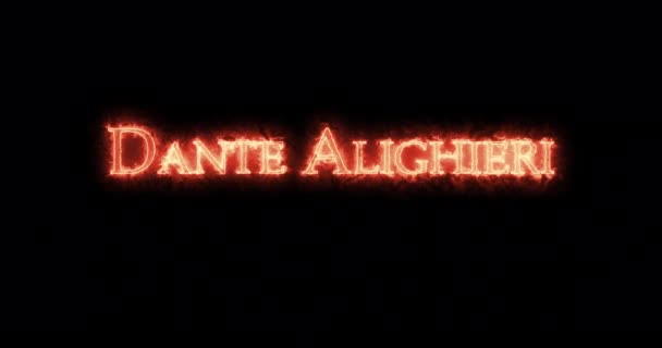 Dante Alighieri Written Fire Loop — Stock Video