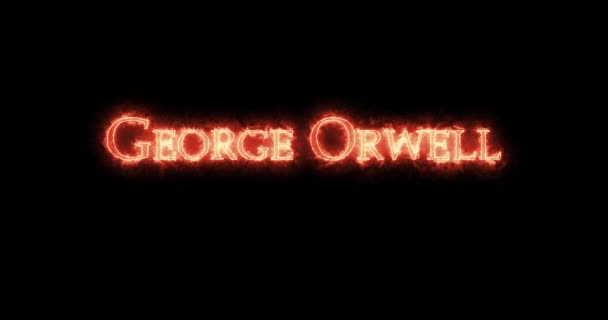 George Orwell Escrito Com Fogo Loop — Vídeo de Stock