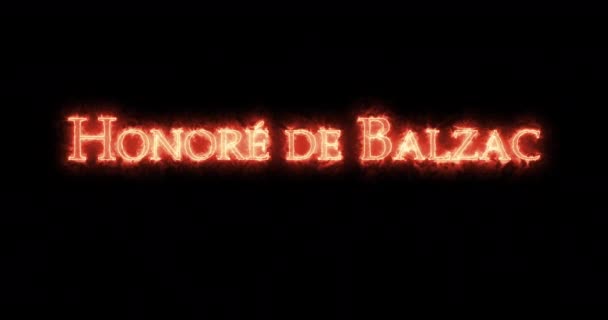 Honore Balzac Written Fire Loop — Stock Video