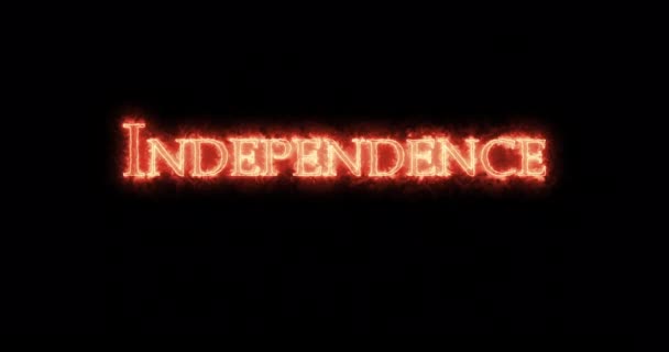 Independencia Escrita Con Fuego Bucle — Vídeos de Stock