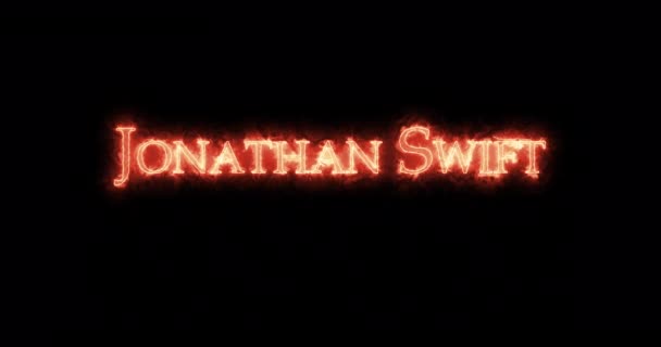 Jonathan Swift Written Fire Loop — Stock Video