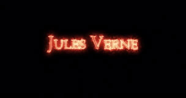 Jules Verne Geschreven Met Vuur Lijn — Stockvideo