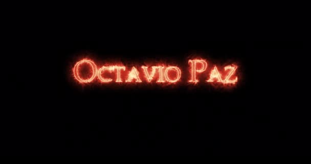 Octavio Paz Escrito Com Fogo Loop — Vídeo de Stock