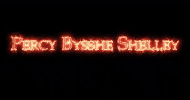 Percy Bysshe Shelley Escrito Com Fogo Loop — Vídeo de Stock