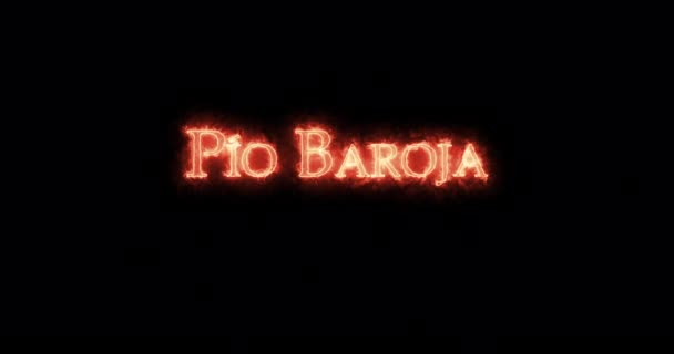 Pio Baroja Written Fire Loop — Stock Video