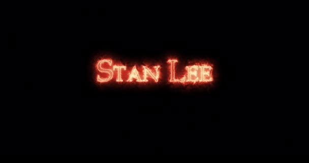 Stan Lee Skrev Med Eld Ögla — Stockvideo