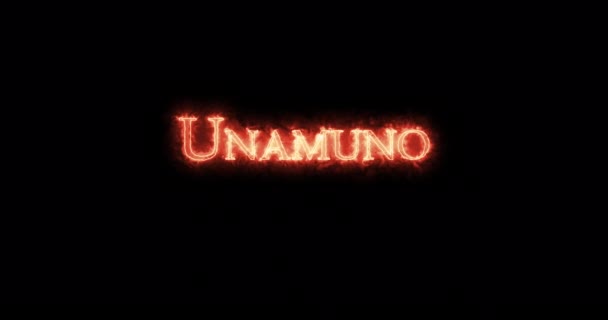 Unamuno Geschreven Met Vuur Lijn — Stockvideo
