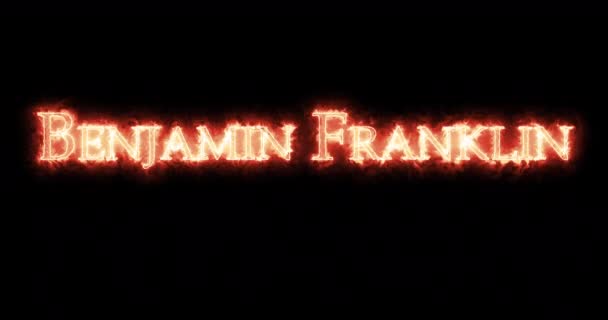Benjamin Franklin written with fire. Loop — Stock Footage Benjamin Franklin Written Fire Loop Stock Video