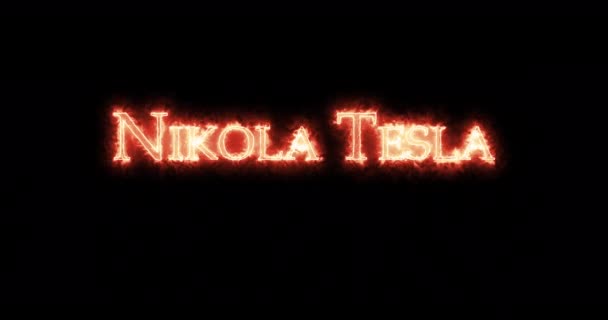 Nikola Tesla Mit Feuer Geschrieben Schleife — Stockvideo