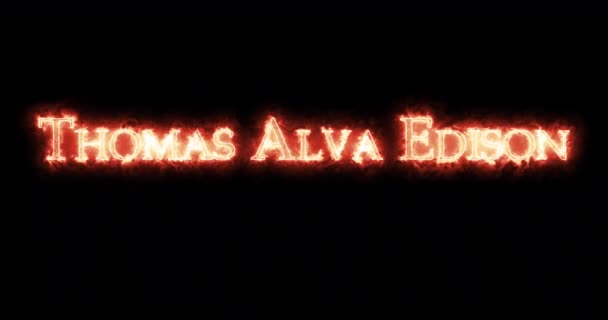 Thomas Alva Edison Geschreven Met Vuur Lijn — Stockvideo