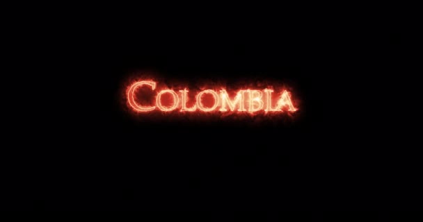コロンビアは火で書かれた ループ — ストック動画