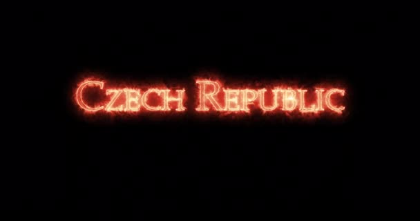 Republik Ceko Ditulis Dengan Api Pengulangan — Stok Video