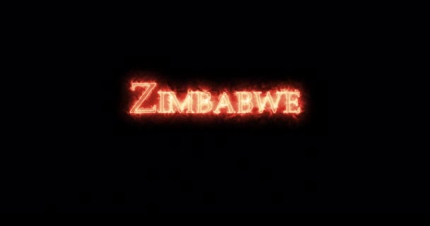 Simbabwe Mit Feuer Geschrieben Schleife — Stockvideo