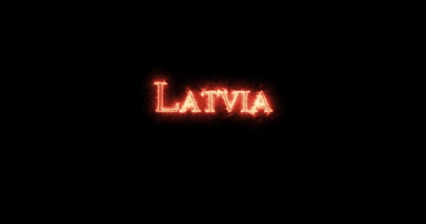 Letland Geschreven Met Vuur Lijn — Stockvideo