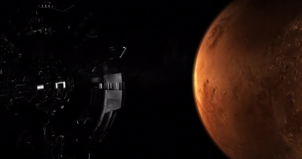 Raumschiff Nähert Sich Mars Planet — Stockvideo