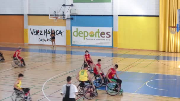 Juego Ataque Con Cesta Partido Baloncesto Silla Ruedas — Vídeo de stock