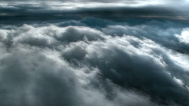 Volare Attraverso Nuvole Tempestose Nel Cielo — Video Stock