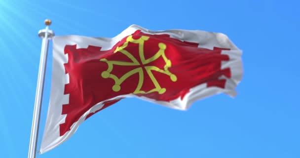 Flagga För Departementet Aude Regionen Occitanie Frankrike Ögla — Stockvideo