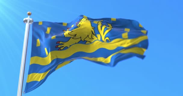 Vlag Van Het Departement Doubs Regio Bourgogne Franche Comte Frankrijk — Stockvideo