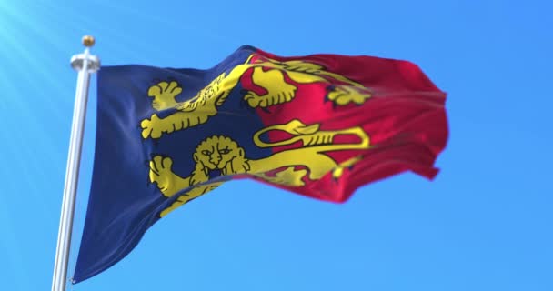 フランス ノルマンディー地方のマンシュ県旗 ループ — ストック動画