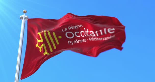 Bandeira Região Occitanie França Laço — Vídeo de Stock