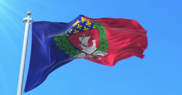 Flagga Huvudstaden Paris Frankrike Ögla — Stockvideo