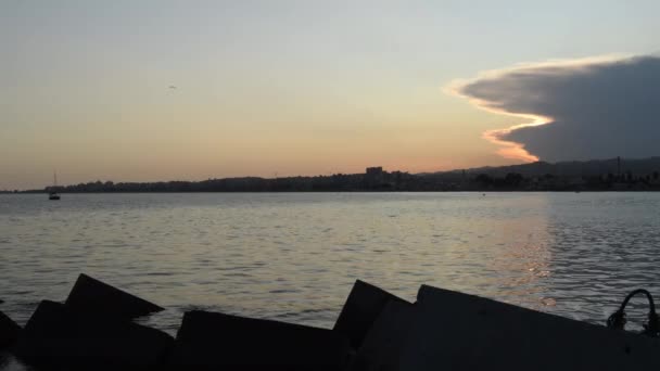 Salida Del Sol Desde Puerto Día Invierno — Vídeos de Stock