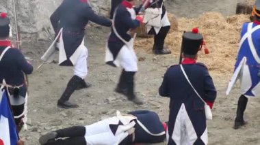 Fransız Napolyon birlikleri bir savaşta ilerliyor.