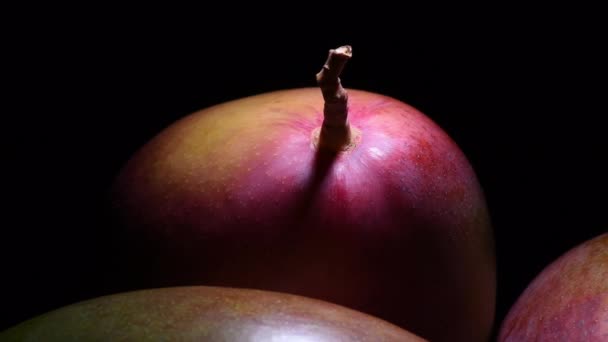 Mangue Fruits Gyrating Arrière Plan Noir — Video