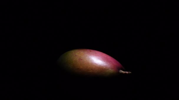 Piece Mango Gyrating Black Background — Stock Video