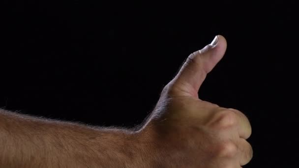 Αρσενικό Χέρι Δείχνουν Δαχτυλήθρες Επάνω Χειρονομίες Εντάξει Καλό Σημάδι — Αρχείο Βίντεο