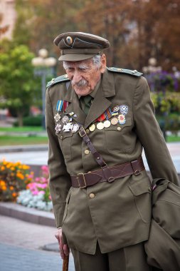 Rivne, Ukrayna - 14 Ekim 2012. Ukraynalı Insu emektar
