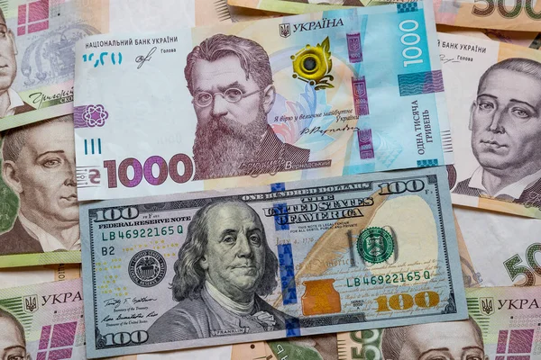 Banknotes Ukraine United States World Crisi — Stock Photo, Image