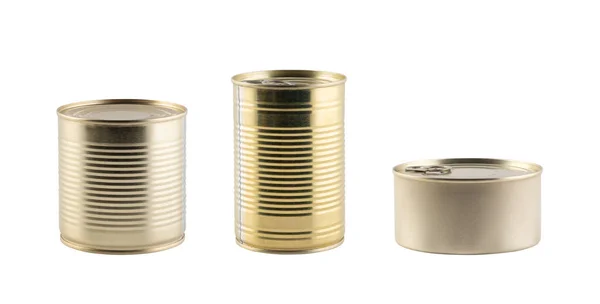 Three Iron Cans Different Sizes Label Great Showing Your Own Royalty Free Stock Images