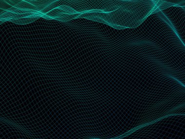 Soyut vektör manzara arka plan. Siber kılavuz. Yüksek teknoloji ağ. 3D teknoloji vektör çizim.