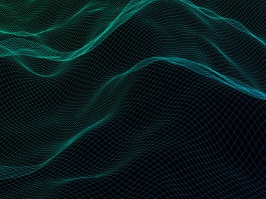 Soyut vektör manzara arka plan. Siber kılavuz. Yüksek teknoloji ağ. 3D teknoloji vektör çizim.