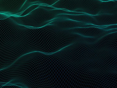 Soyut vektör manzara arka plan. Siber kılavuz. Yüksek teknoloji ağ. 3D teknoloji vektör çizim.